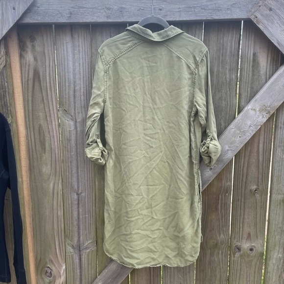 Philosophy Tencil Longline Tunic Boyfriend Button Down Roll Tab Sleeve Dress - Picture 7 of 7